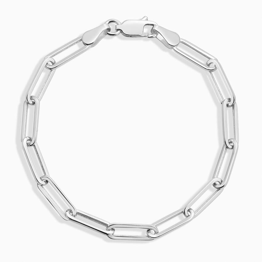 Unisex 925 Sterling Silver Paperclip Chain Bracelet