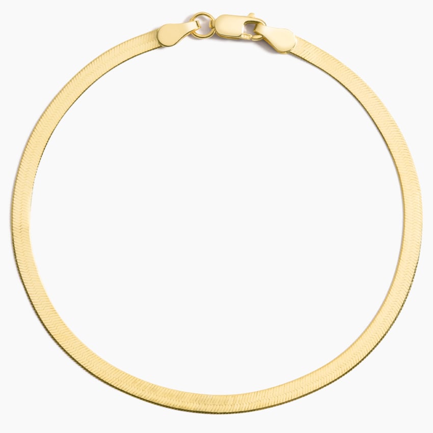925 Sterling Silver Herringbone Bracelet – Minimal Flat Chain Design