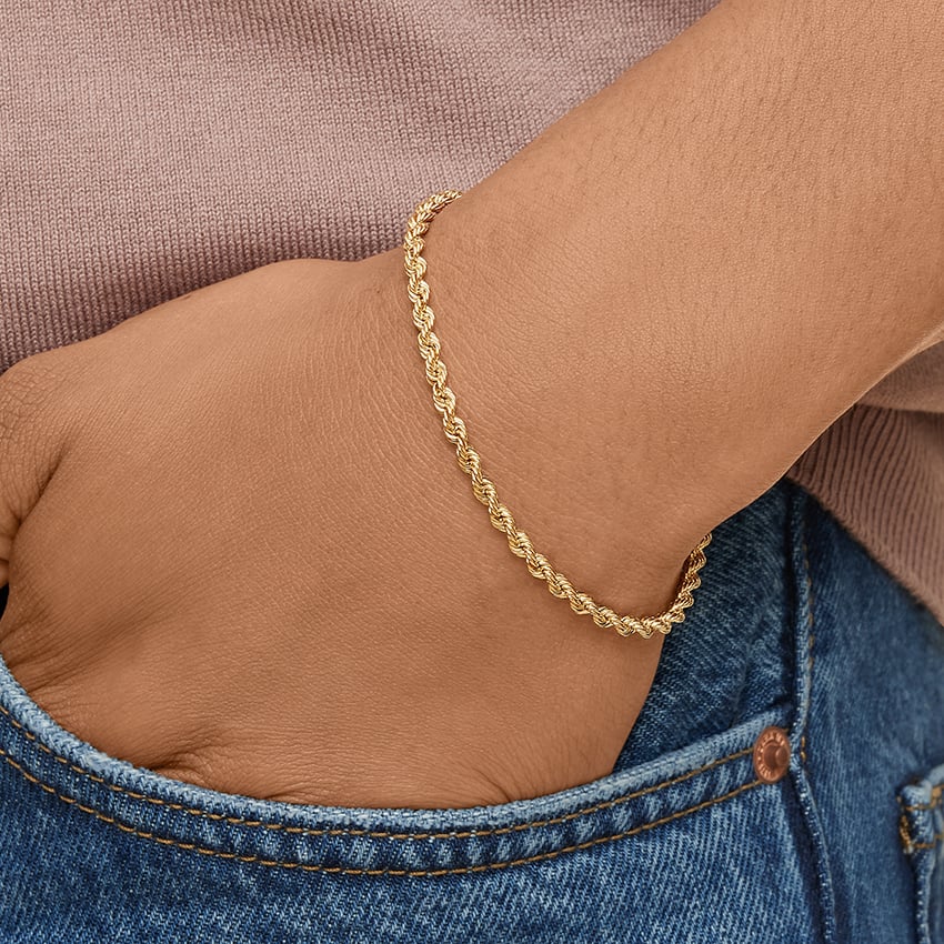 925 Sterling Silver Rhodium Plated Rope Chain Bracelet | Unisex Bracelet