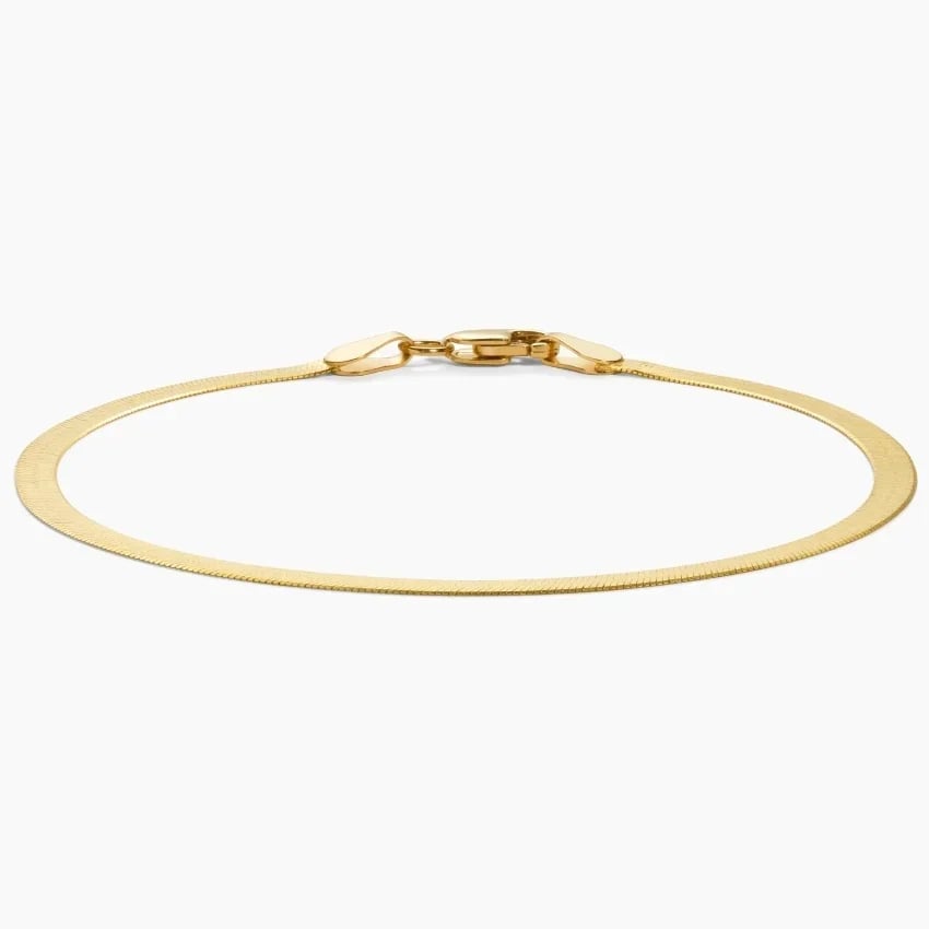 925 Sterling Silver Herringbone Bracelet – Minimal Flat Chain Design