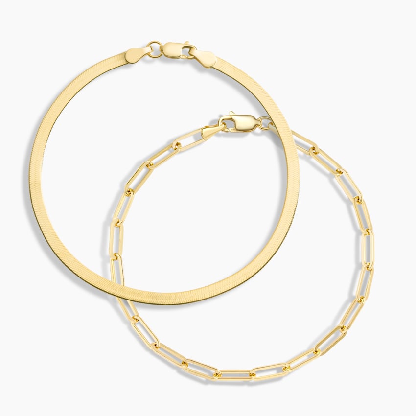 925 Sterling Silver Bracelet Duo – Herringbone and Link Chain