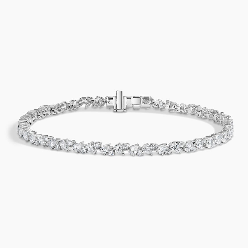 925 Sterling Silver CZ Diamond Leaf Tennis Bracelet – Elegant Minimal Design