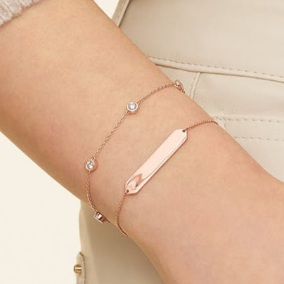 925 Sterling Silver CZ Diamond Station Bracelet – Minimal Elegant Design