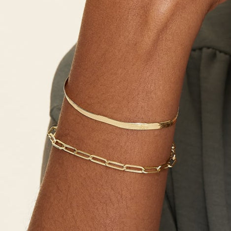 925 Sterling Silver Bracelet Duo – Herringbone and Link Chain