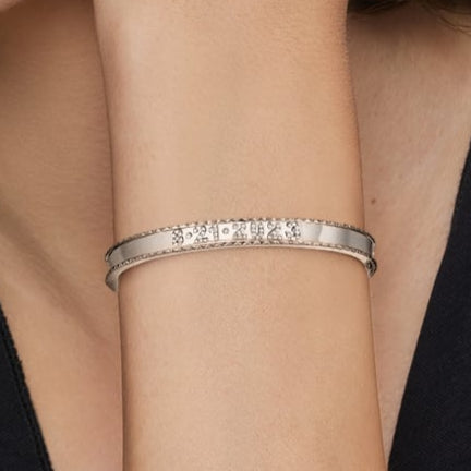 Personalized Name Bangle – Custom Engraved CZ Diamond Bracelet in 925 Sterling Silver