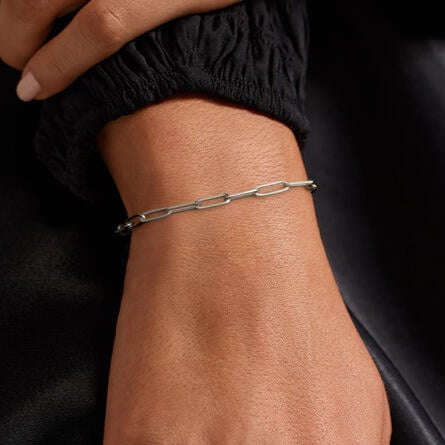 Unisex 925 Sterling Silver Paperclip Chain Bracelet