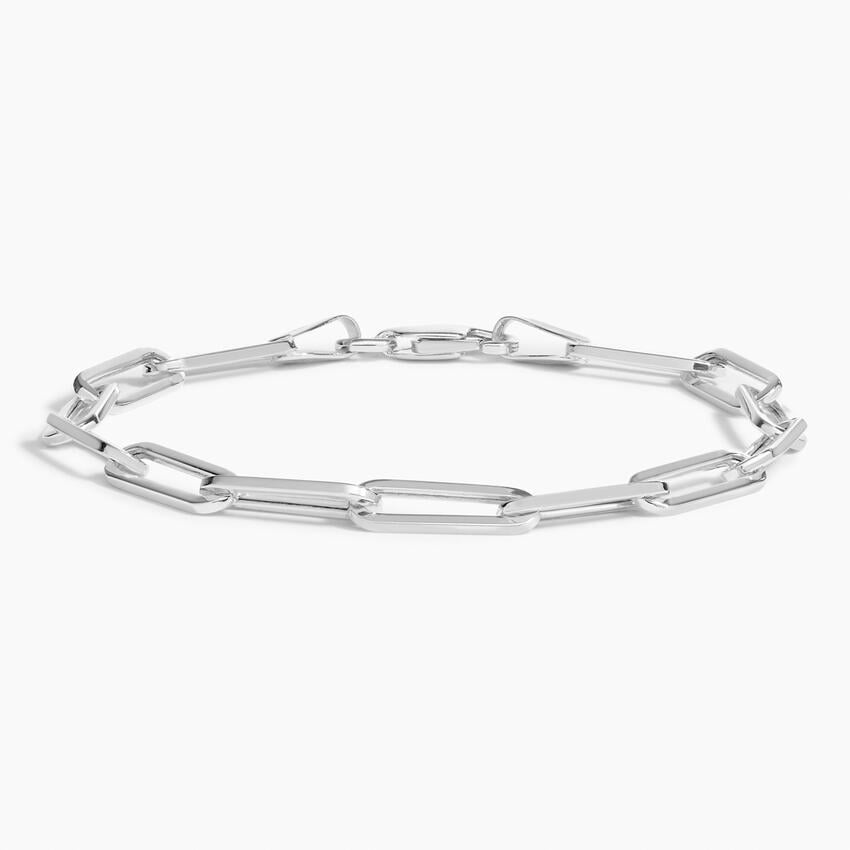 Unisex 925 Sterling Silver Paperclip Chain Bracelet