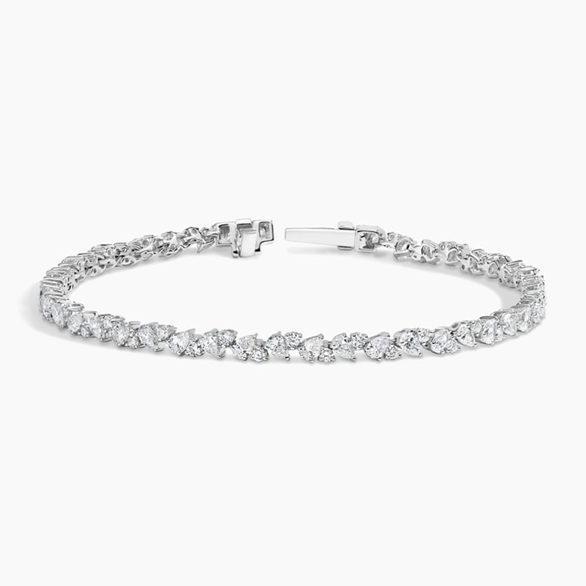 925 Sterling Silver CZ Diamond Leaf Tennis Bracelet – Elegant Minimal Design
